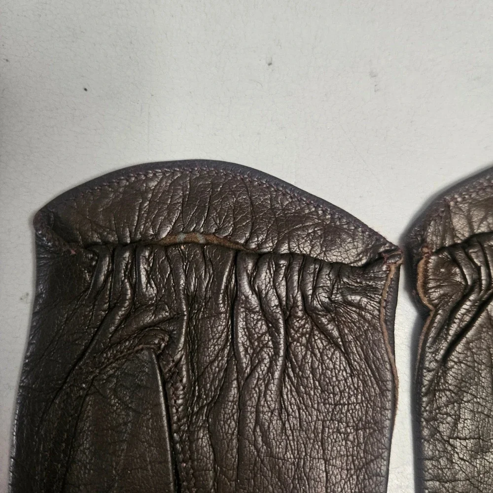 Vintage Real Kid Leather Washable Gloves Brown Size 6 Made in Israel Classic